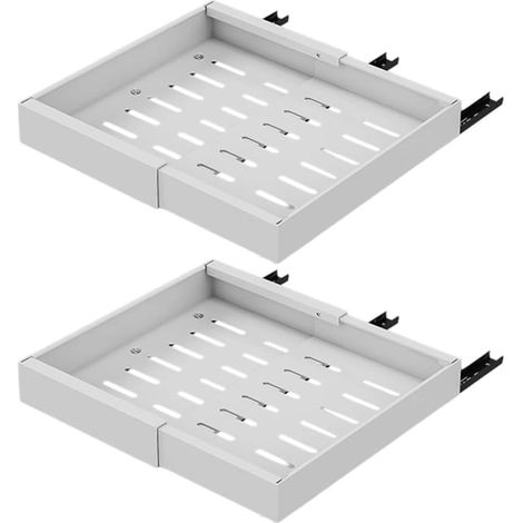 Set Mit 2 Ausziehbaren Schubladeneinsätzen Aus Kohlenstoffstahl Für Leichtgängige Dämpfungsschienen In Küchen- Oder Badezimmerschränken, Passend Für 32 Bis 52 Cm Breite Schubladen, Weiß -