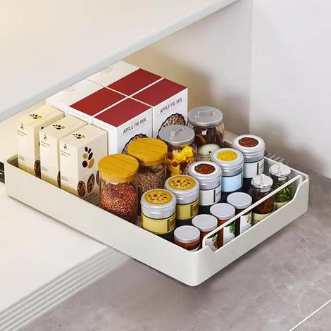 Teleskopschublade, Küchenschrank-organizer Mit Griff, Ausziehbare Schubladen, Ablagefächer Für Küchenschränke, Schubladenaufbewahrungsbox (30 Cm) -