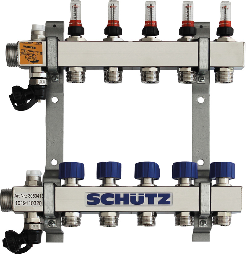 Schütz Edelstahl-verteiler Komfort 90-3 9 Heizkreise, Länge 520 Mm Nr. 3053417 - 7738320607 Von Buderus