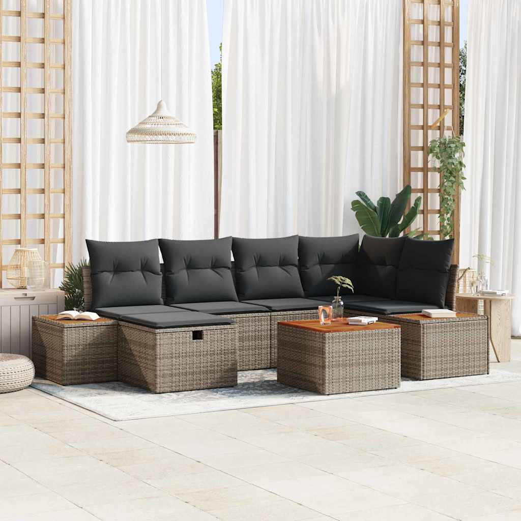 Garten-sofa-set 7 Pcs Grau 55 X 62 X 69 Cm Poly Rattan