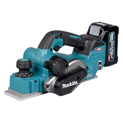 Akku-Hobel KP001GM201, 40 v, 82 mm, incl. 2x Akku xgt 4 Ah, Schnellladegerät, makpac, Zubehör - Makita
