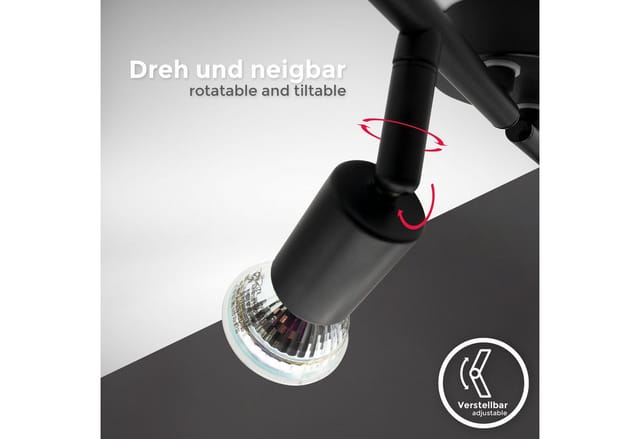 B.k.licht - Deckenstrahler - 11,6W, 1040lm, led, schwenkbar, GU10, warmweiß, schwarz