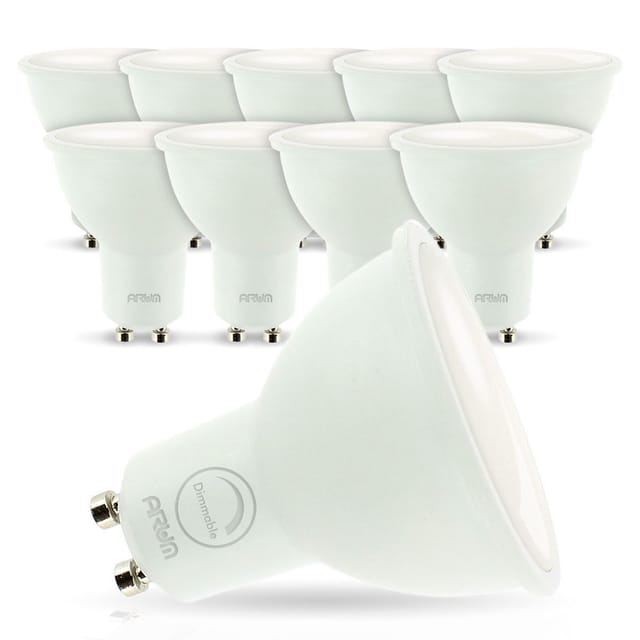 Arum Lighting - Charge von 10 Led Birnen GU10 7W eq. 60W Dimmbar Farbtemperatur: Kaltes Weiß 6000K