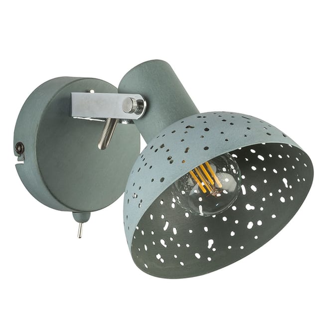 Wandleuchte schwenkbar Flurleuchte Wand Retro Wandlampe Vintage Wohnzimmer, grau antik, Stanzungen, 1x E14, LxBxH 15x12x12 cm