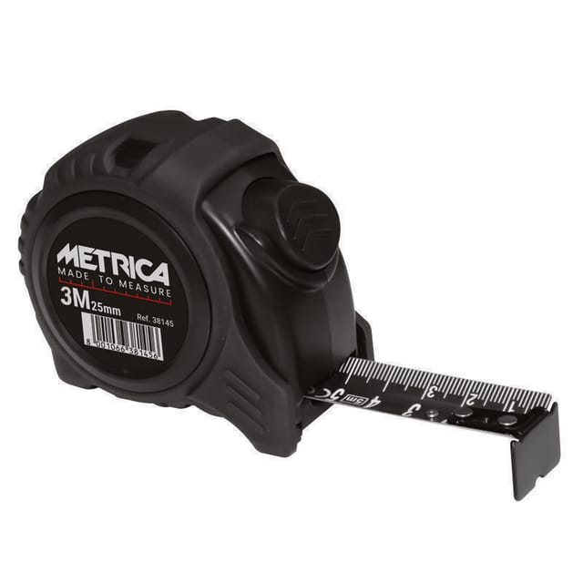 Metrica - Selbstblockierendes Maßband All Black 19mm x 3m - 38143D