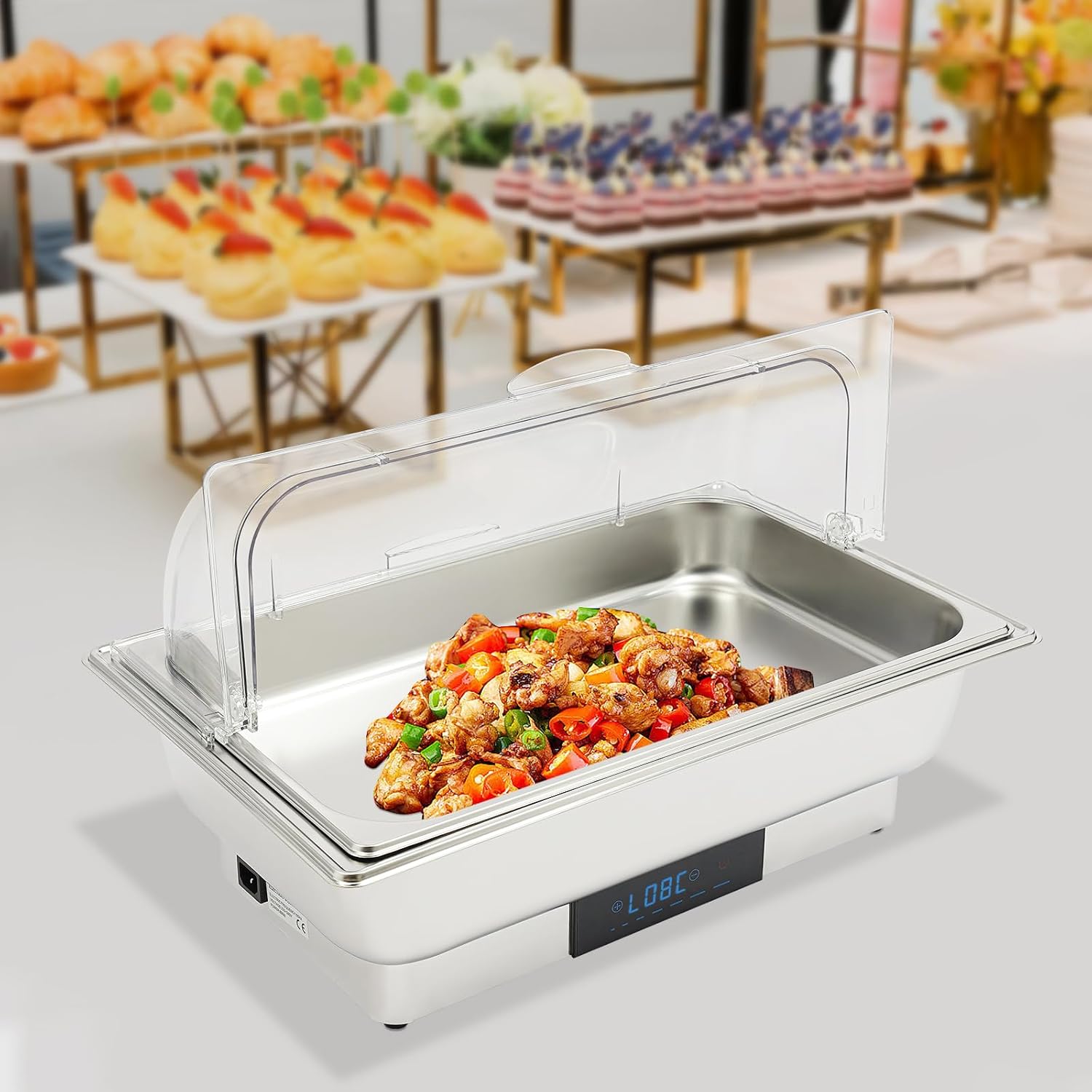 Elektrischer Chafing-dish, Buffet-speisenwärmer, Beheizbarer Edelstahlbehälter Für Buffets, Restaurants, Imbisse, Familienfeiern Und Hotels, 56 X 36 X 35 Cm