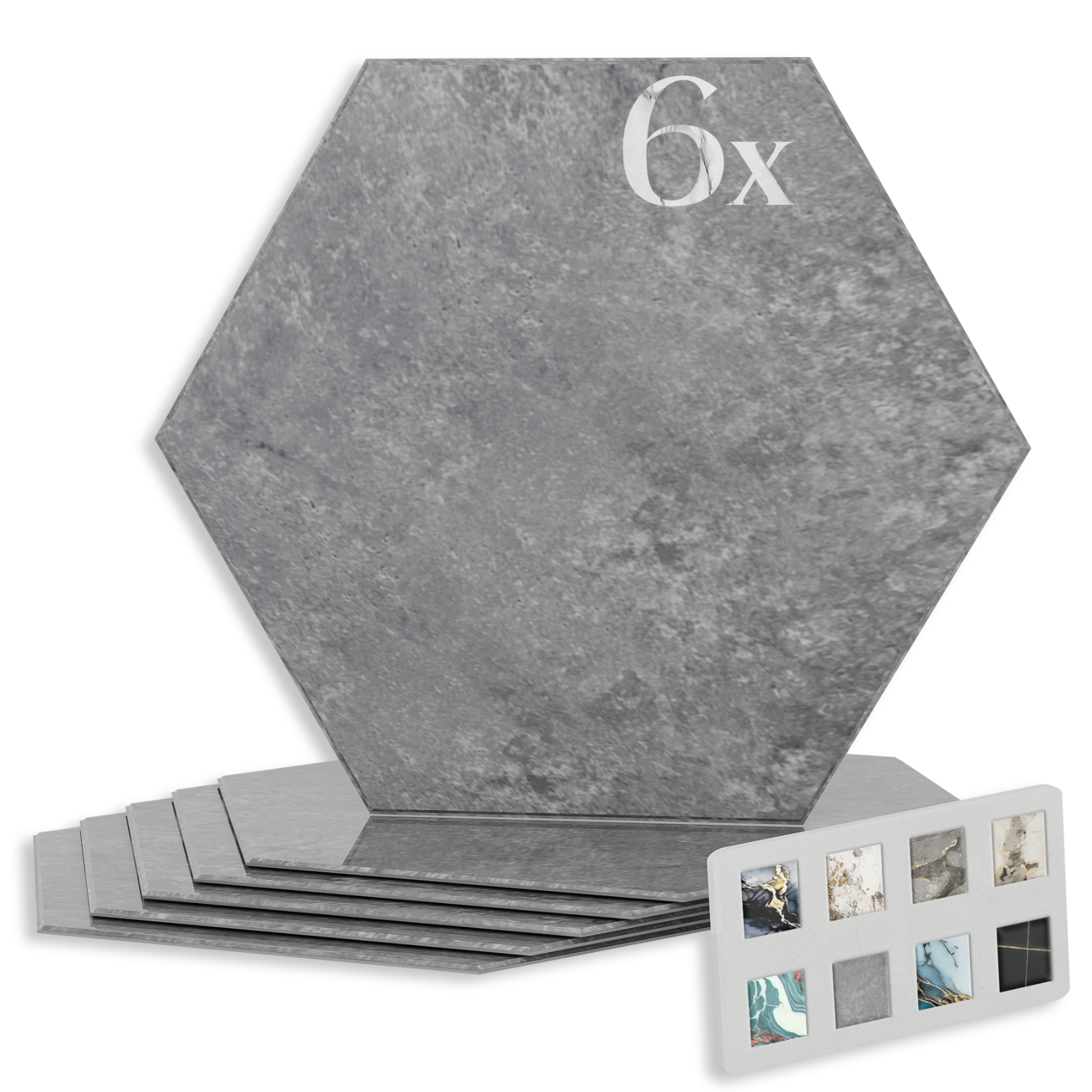 Hexim Marmorplatten Optik Set 6 Stück Spc Hexagon Dreieck Kreis Viereck Raute Waben Innen Außen: 8235, Hexagon 25 X 21,5 Cm