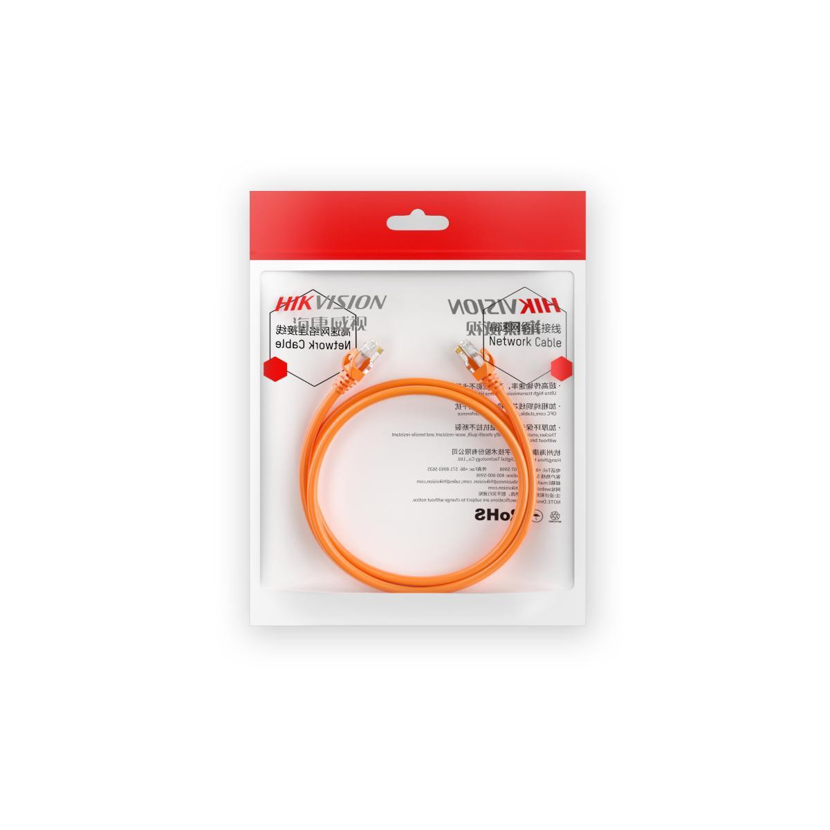 Hikvision Patchkabel Cat6 U/utp 24awg Kupfer Vergoldete Rj45-stecker 2m Orange