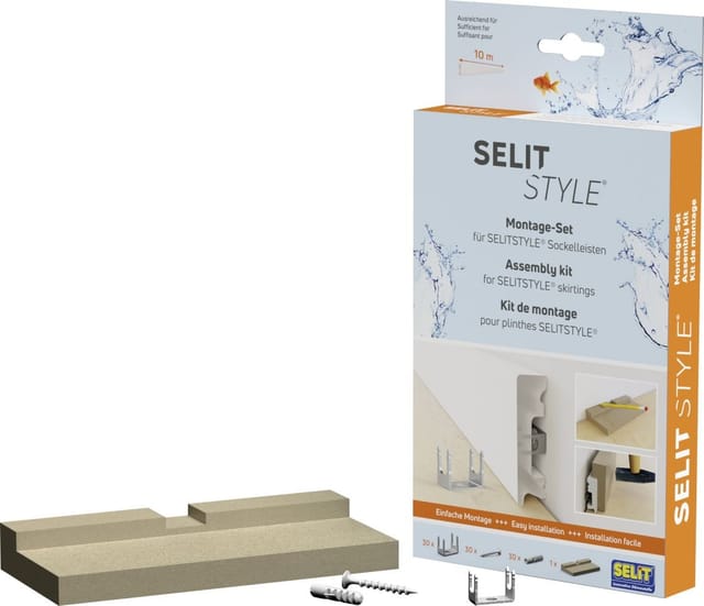 SelitStyle Montageset ausreichend für ca. 10 m Sockelleisten Clips & Ecken