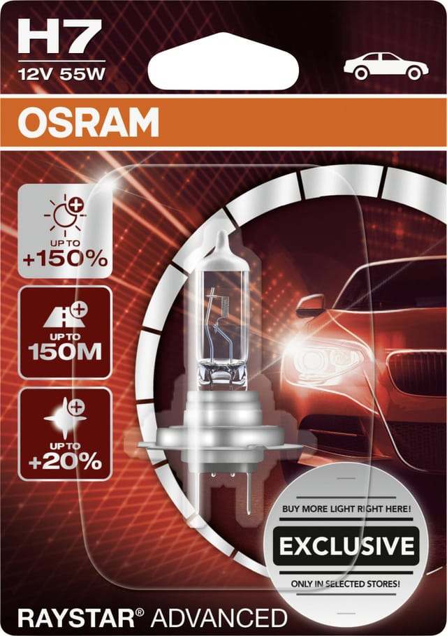 Osram - gll H7 Raystar Advanced +150% 12V 55W, 1 Stück Autoteile