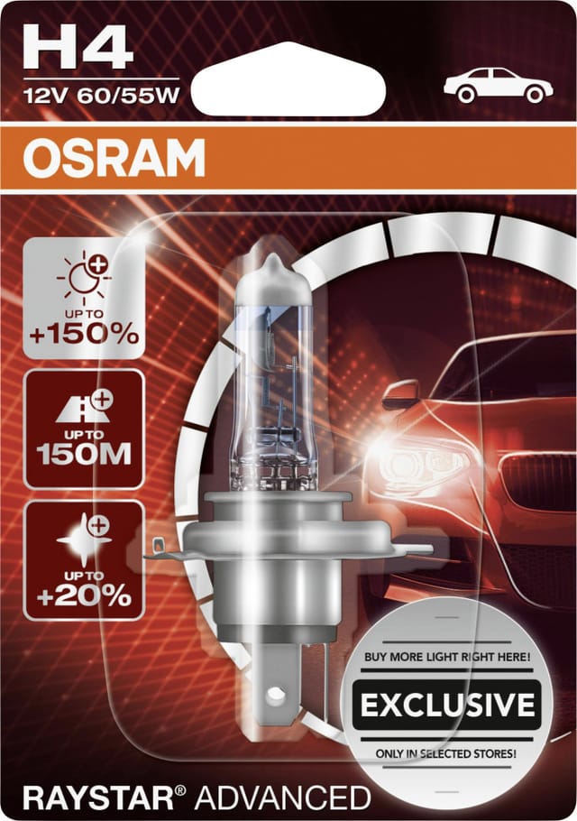 Osram - gll H4 Raystar Advanced +150% 12V 60/55W Autolampen
