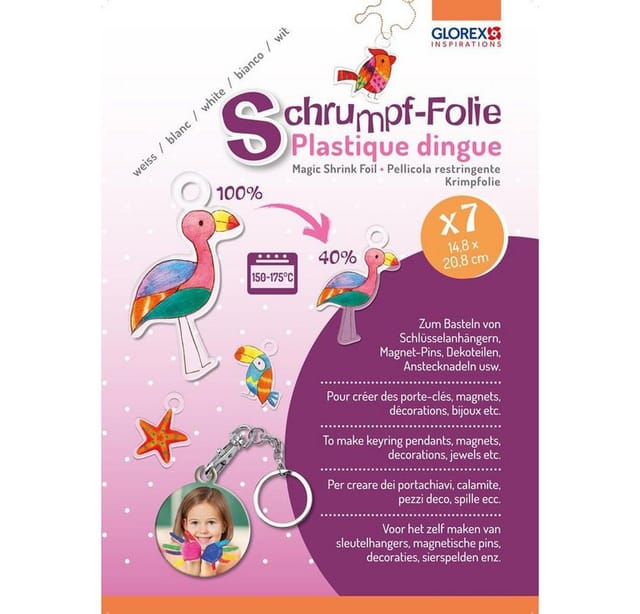 Glorex Schrumpffolie A5 transparent, 7 Bogen Bastelmaterial