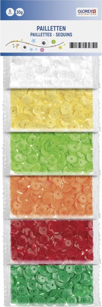 Glorex Pailletten 6 mm 30 g, bunt matt Bastelmaterial