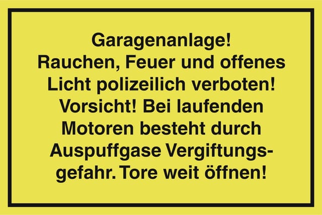 Hinweisschild Garagenanlage 200 x 300 mm ausführlich Warnschilder - Conmetall