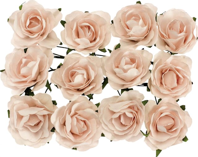 Glorex Röschen rosa mit Draht 30 mm 12 Stück Hochzeitsdekoration