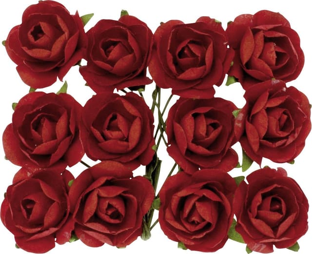 Glorex Röschen rot mit Draht 18mm 12 Stück Hochzeitsdekoration
