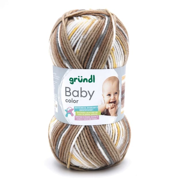 Wolle Baby color 50 g sand braun natur gelb multicolor Handarbeit - Gründl