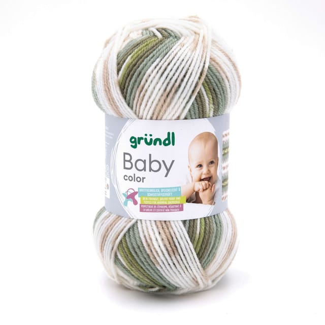 Gründl Wolle Baby color 50 g olive natur jade grau multicolor Handarbeit