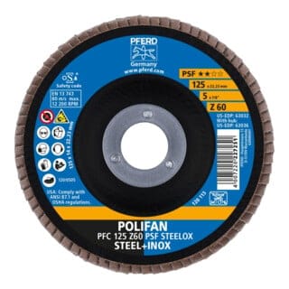 Fächerscheibe POLIFAN Z PSF STEELOX D.125mm K.Z-80 kon.INOX ZK PFERD