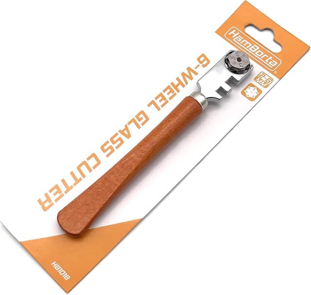 Aougo - Professioneller 6-Rad-Glasschneider mit Wolframkarbid-Schneidrädern für 2–6 mm Schnitte auf Brillen, Spiegeln und Buntglas, ausgestatteter