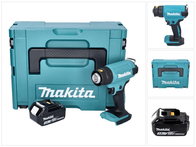 Dhg 180 F1J Akku Heißluftgebläse 18 v 550 °c + 1x Akku 3,0 Ah + Makpac - ohne Ladegerät - Makita