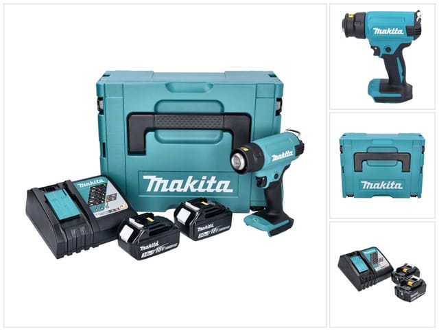 Dhg 180 rfj Akku Heißluftgebläse 18 v 550 °c + 2x Akku 3,0 Ah + Ladegerät + Makpac - Makita
