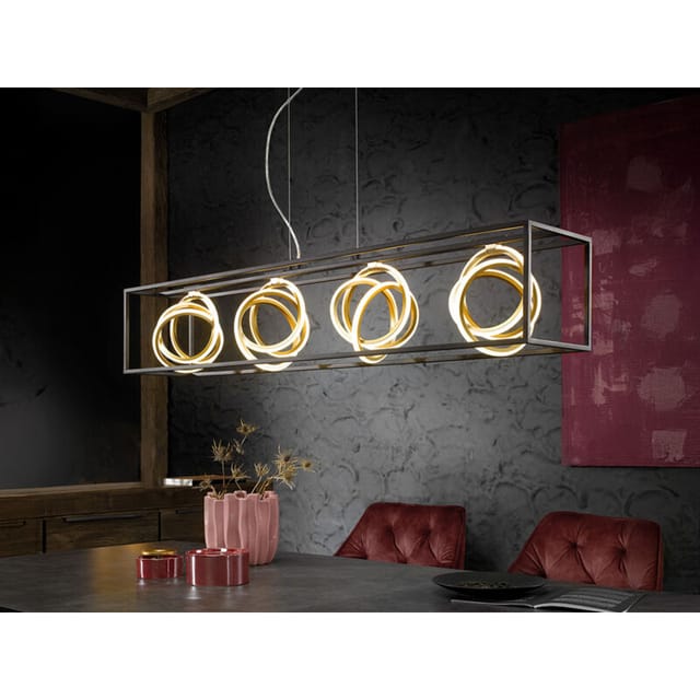 Led Pendelleuchte gisi 4-flammig Schwarz Gold dimmbar & Tageslicht, Breite 110cm