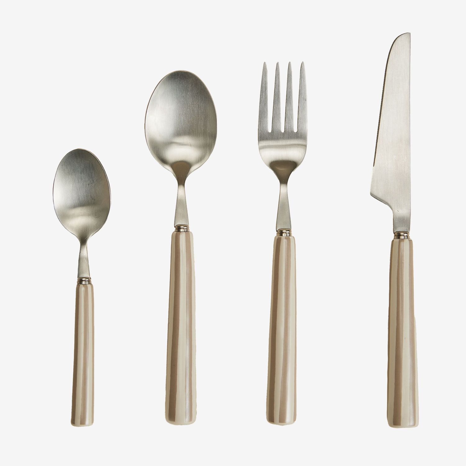Sklum 16-teiliges Besteckset Aus Edelstahl Und Keramik Ireli Moka Braun - Tapioka Beige
