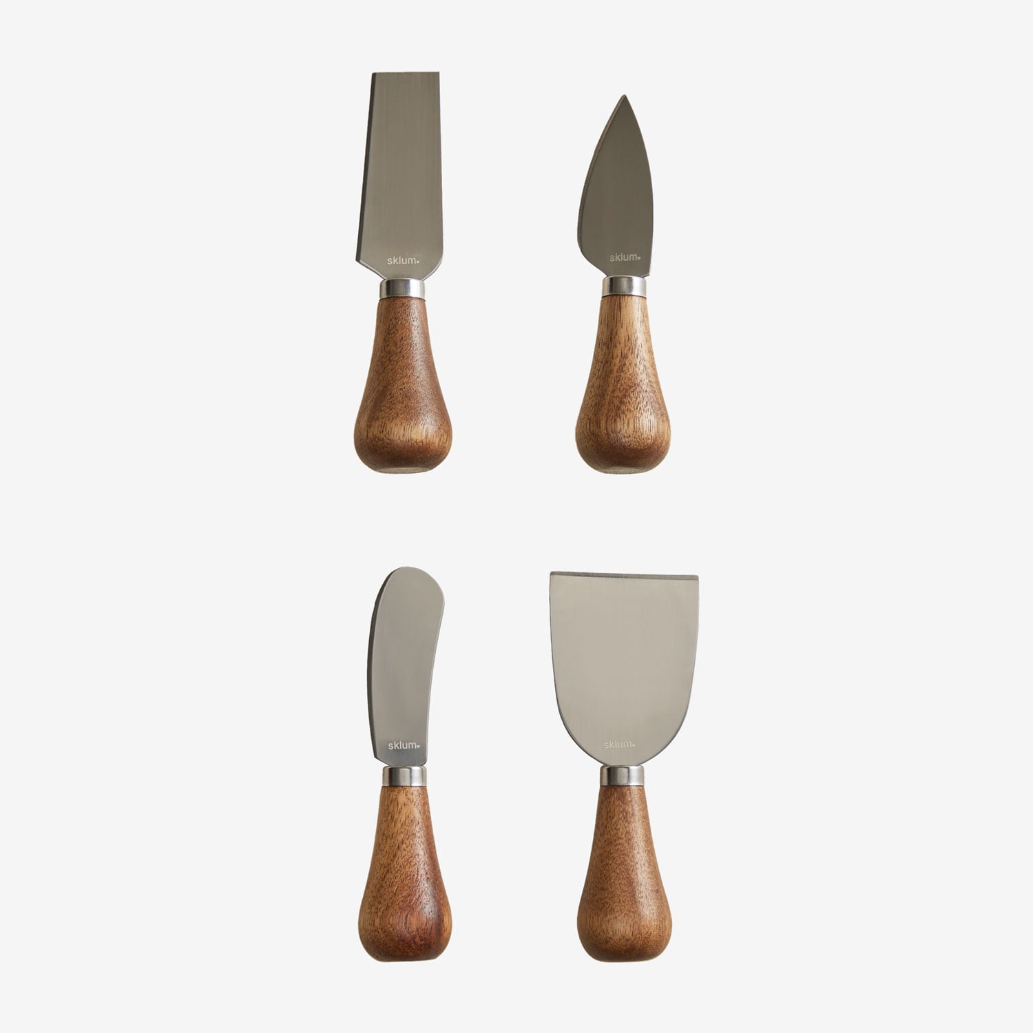 Sklum 4-teiliges Käsemesserset Aus Holz Und Stahl Anderson Akazie Braun