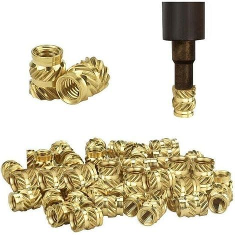 50 Stück Messingmuttern Mit Innengewinde, Gewindeeinsätze M3, Oxidationsbeständig, Korrosionsbeständig, Verformungsbeständig – Gold