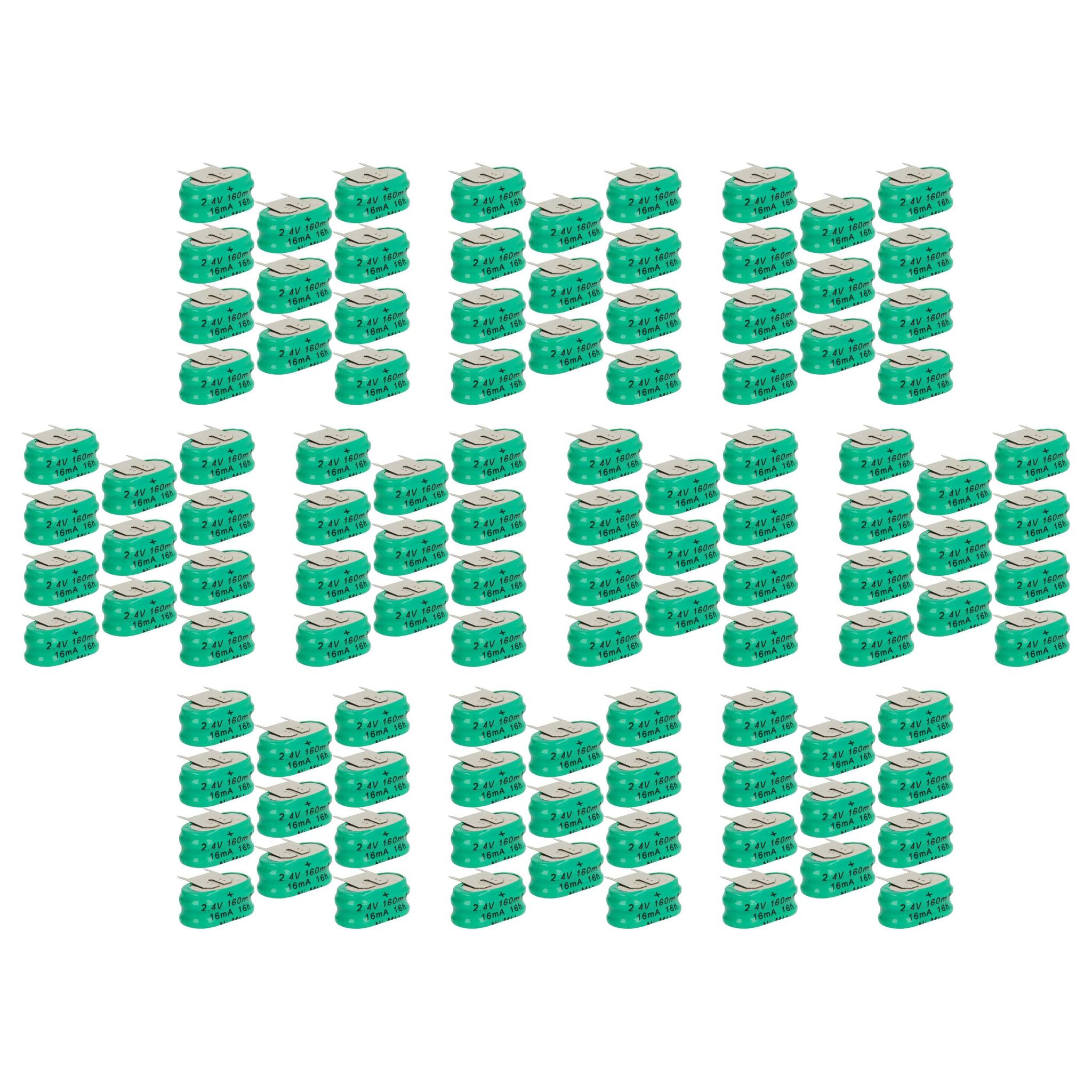 Vhbw 100x Nimh Ersatz Knopfzellen-akku Typ 2/v150h 3-pins 150mah 2,4v Kompatibel Mit Modellbau-akkus, Solar-leuchten Uvm.