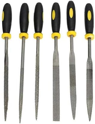 Set Mit 6 Mini-holzfeilen Mit Weichen Griffen Für Holz Und Weichmetalle. Schmuckfeilen, 3 Mm X 140 Mm, Kleine Flache, Quadratische, Dreieckige, Runde Und Halbrunde Metallfeilen.