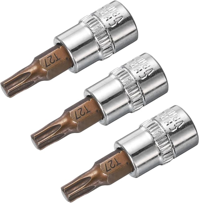 3-teiliger 1/4"-antrieb T27 Torx-bit-steckschlüsselsatz, S2-stahl-cr-v-steckschlüssel Zur Verwendung Mit Einer Ratsche, Gleitstange Und Verlängerungsstange