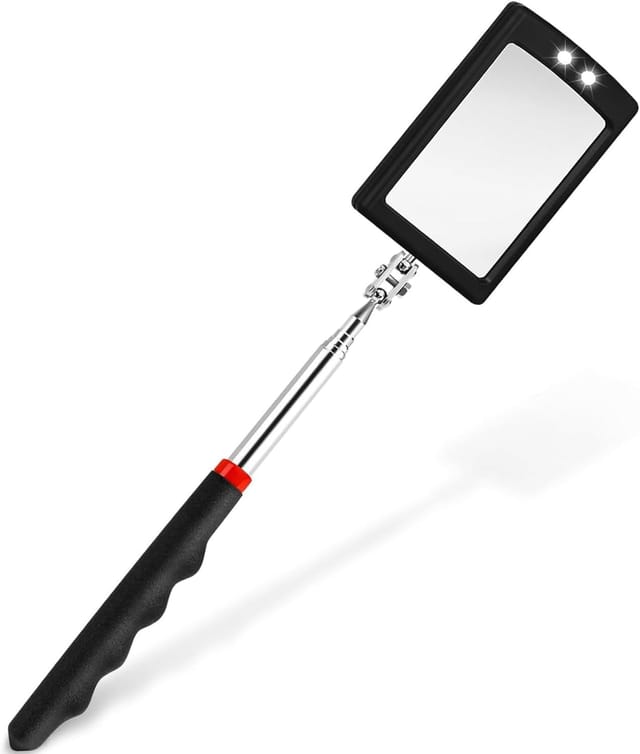 1 Flexibler Und Teleskopierbarer Led-inspektionsspiegel, 360° Drehbar Für Bessere Sicht