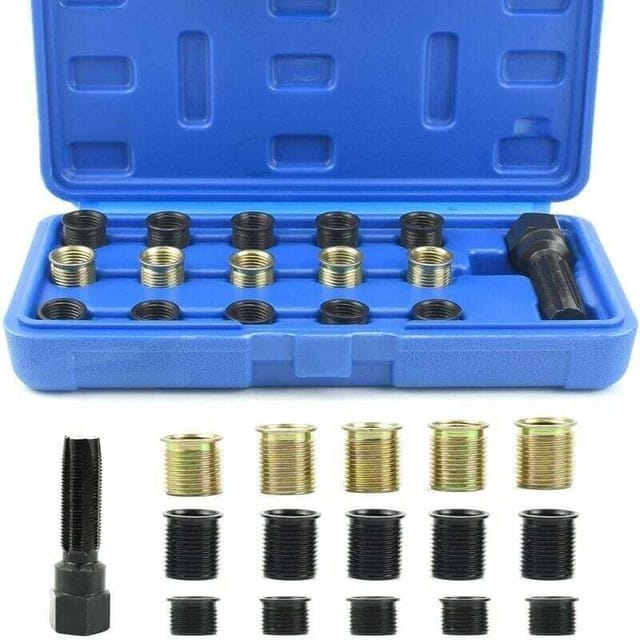 16-teiliges Zündkerzengewinde-reparaturset, M14 X 1,25 Mm Zündkerzengewinde-reparaturset, M16 Gewindebohrer Mit Tragekoffer, Zündkerzenreparaturwerkzeug.