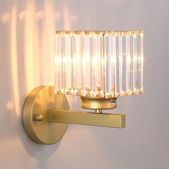 Moderne Kristallwandleuchte, Goldene Kristallwandleuchte E27, Für Den Nachttisch Im Schlafzimmer, Quadratisch