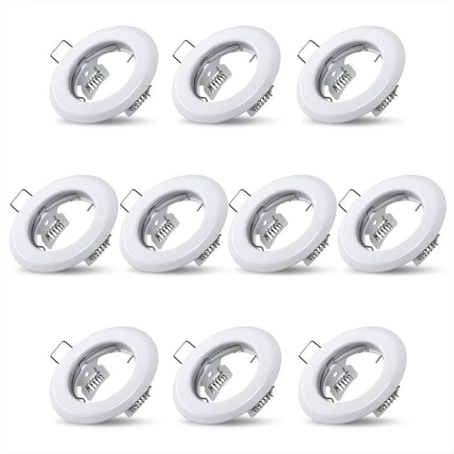 10 Einbaustrahler Für Die Decke, Feste Weiße Lampe, Einbaustrahlerfassungen Aus Edelstahl, Beleuchtung Für Küche, Wohnzimmer Und Badezimmer, Einbauöffnung Ø 55 Mm