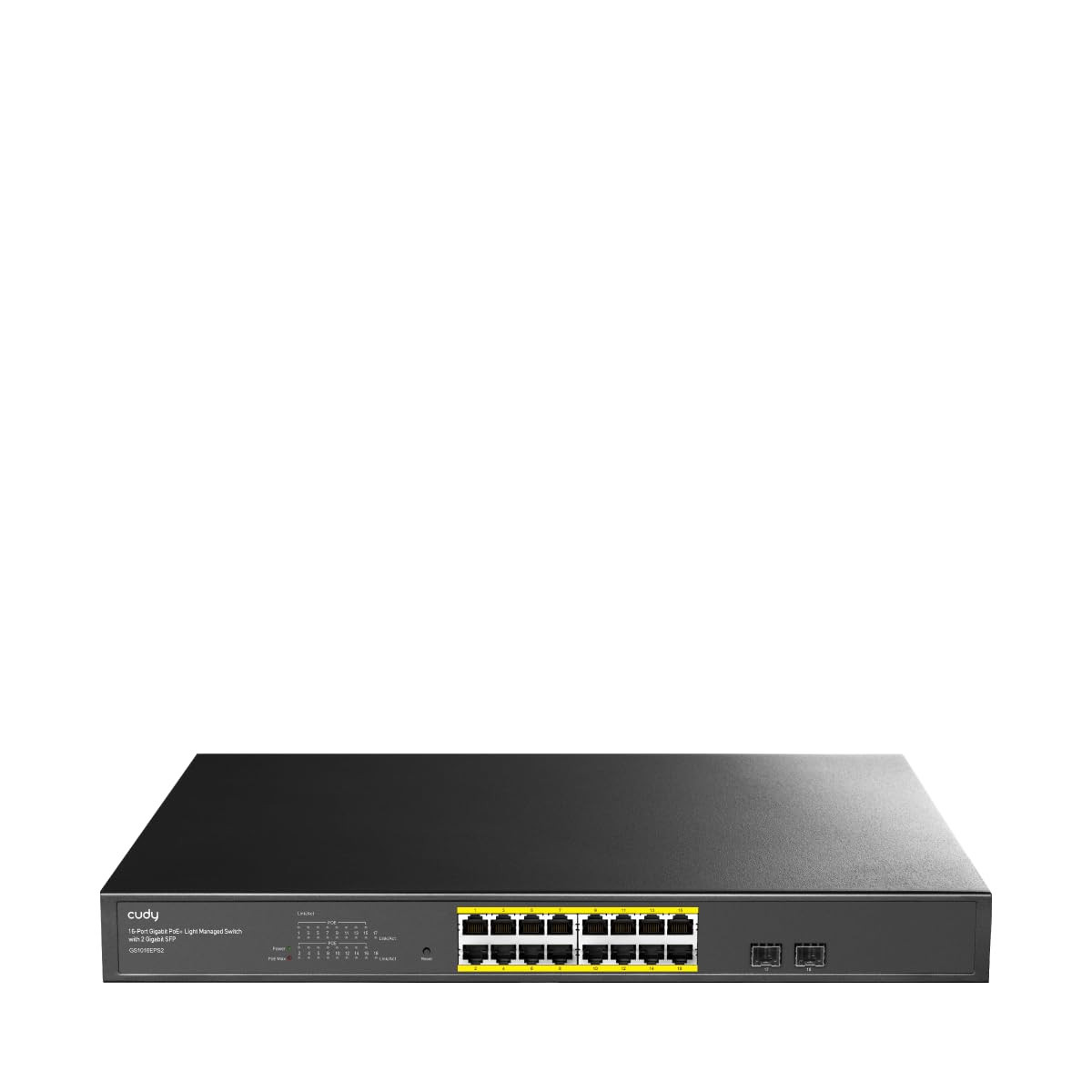 Cudy Gigabit Poe+ Switch Gs1016eps2 16 Ports 200w 2x Sfp 1.25g L2-management 19" Rack