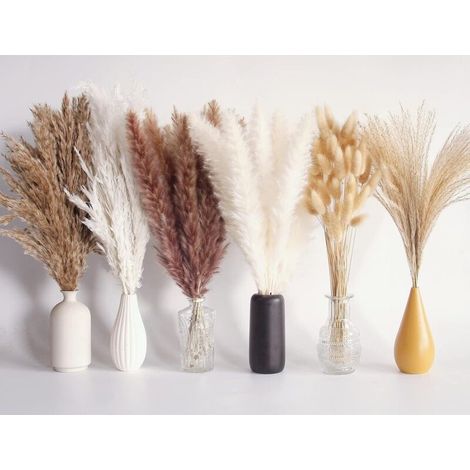 Getrockneter Pampasgras-strauß, 110 Stück – Hasenschwanzblumen, Braunes Und Weißes Gras – Boho-dekoration Für Hochzeit Und Zuhause – 110 Stück
