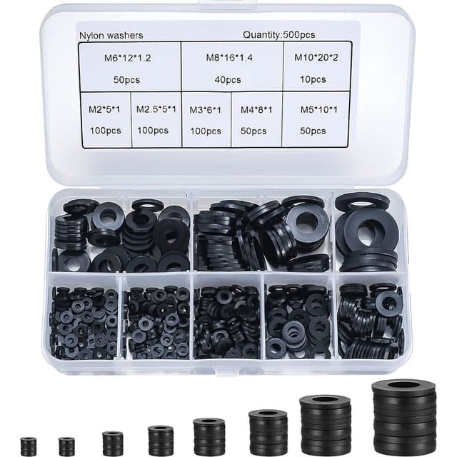 500 Stück Schwarze Nylon-unterlegscheiben, Runde Isolier-unterlegscheiben, Distanzstücke, Sortiment An Sanitärverbindungsstücken – M2/m2,5/m3/m4/m5/m6/m8/m10