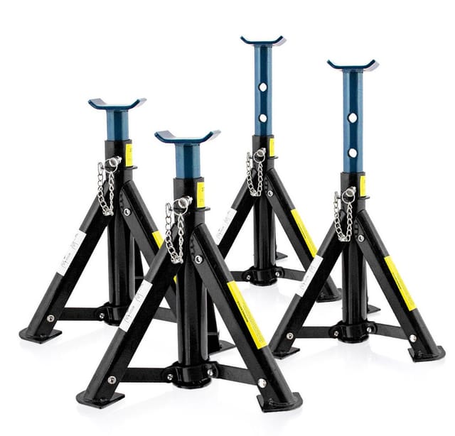 3T Unterstellbock klappbar verstellbar Auto PKW Wagenheber Abstellböcke 3000kg (2 Paar) Schwarz / Blau