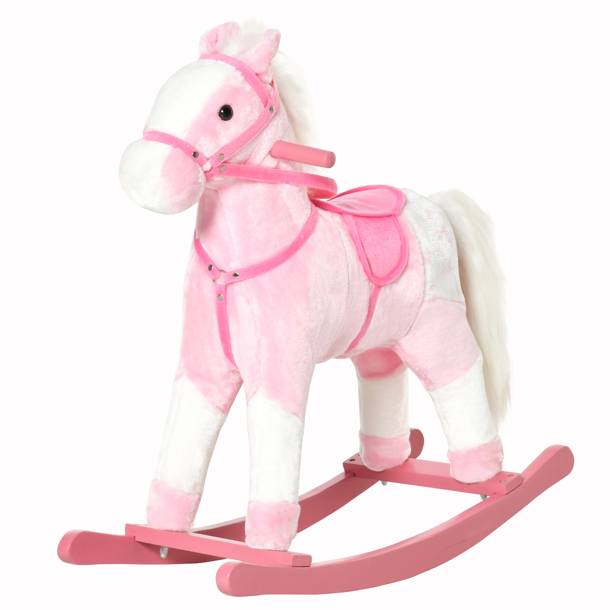 Holz-spielzeug Cavallo Und Dondolo Mit Tiermotiven, Geschenkidee Für Kinder, 74 X 28 X 65 Cm, Rosa