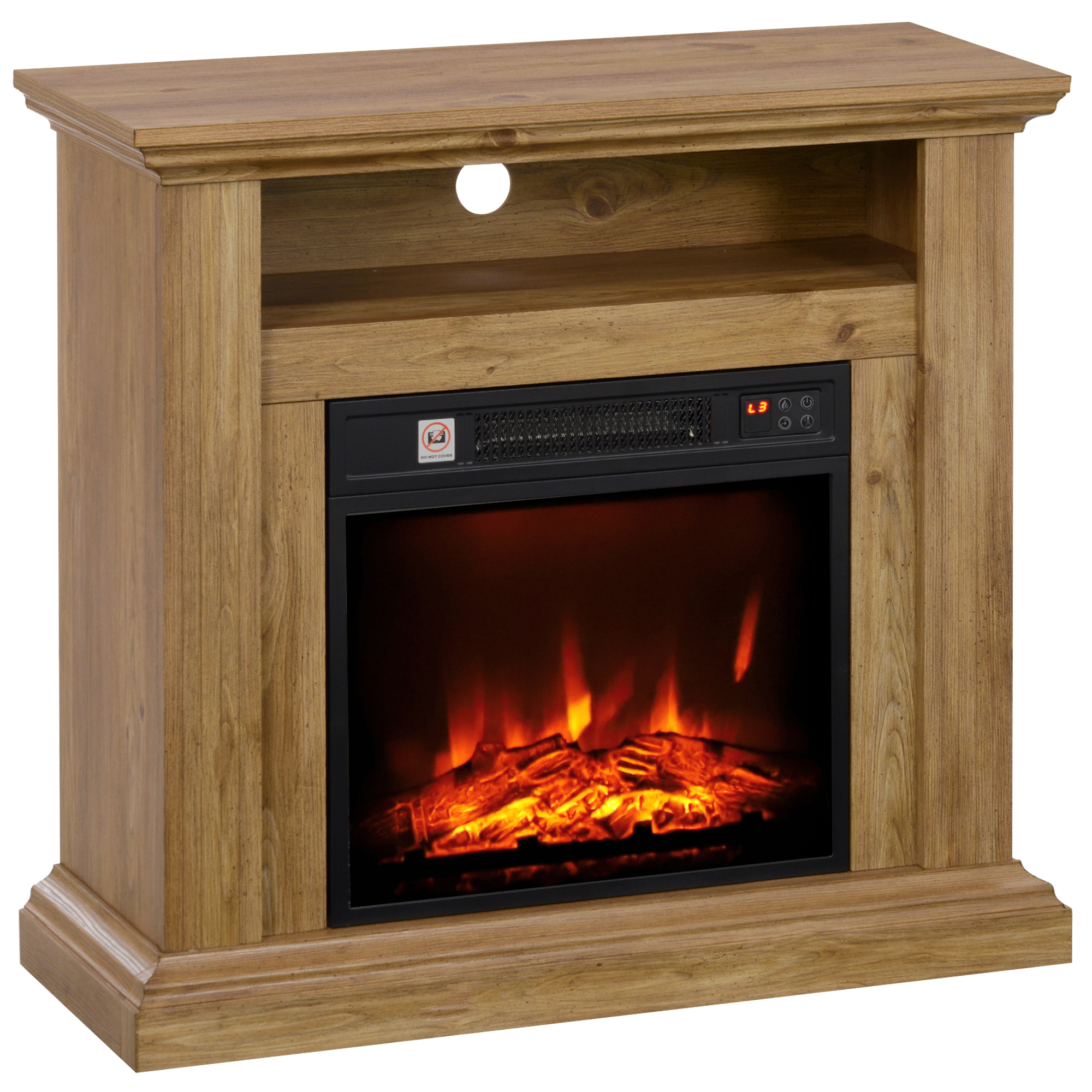Elektrischer Kamin (1800 W) Mit 3d-flammeneffekt, Timer Und Fernbedienung, Aus Holz, Metall Und Glas, 81,5 X 30 X 76,2 Cm, Braun