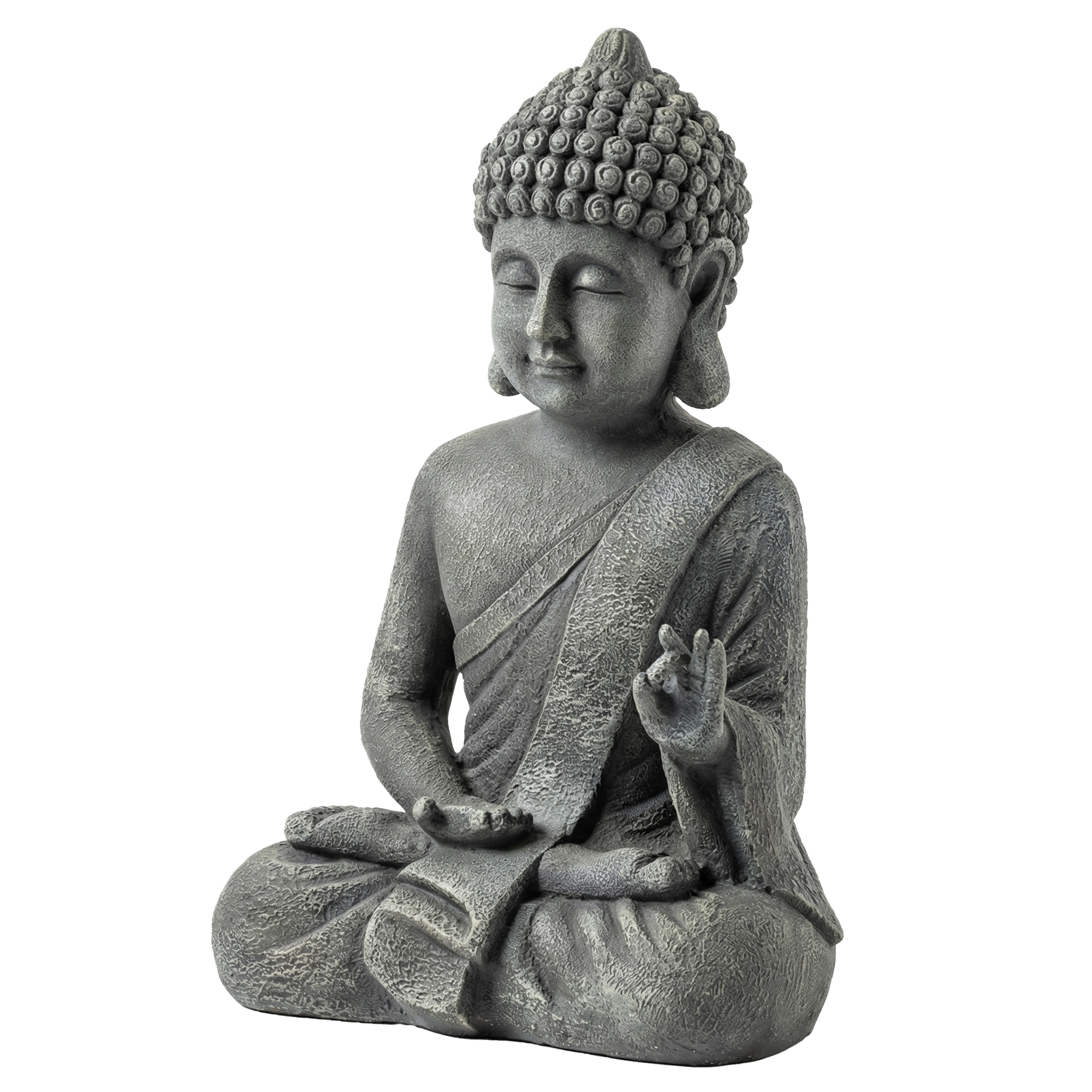 Gartenstatue Eines Sitzenden Buddhas Aus Magnesiumoxid, Spirituelle Dekoration, Dunkelgrau, 32 X 23 X 51 Cm