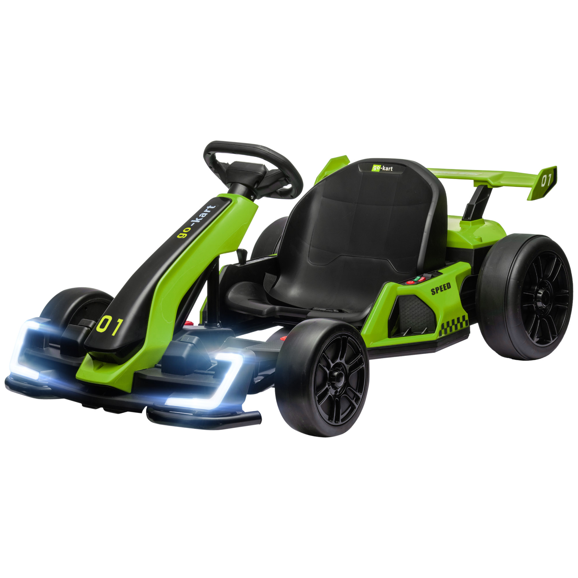 Elektrisches Go-kart Für Kinder Von 6-12 Jahren, 24 V, 12 Km/h, Verstellbarer Sitz, Grün
