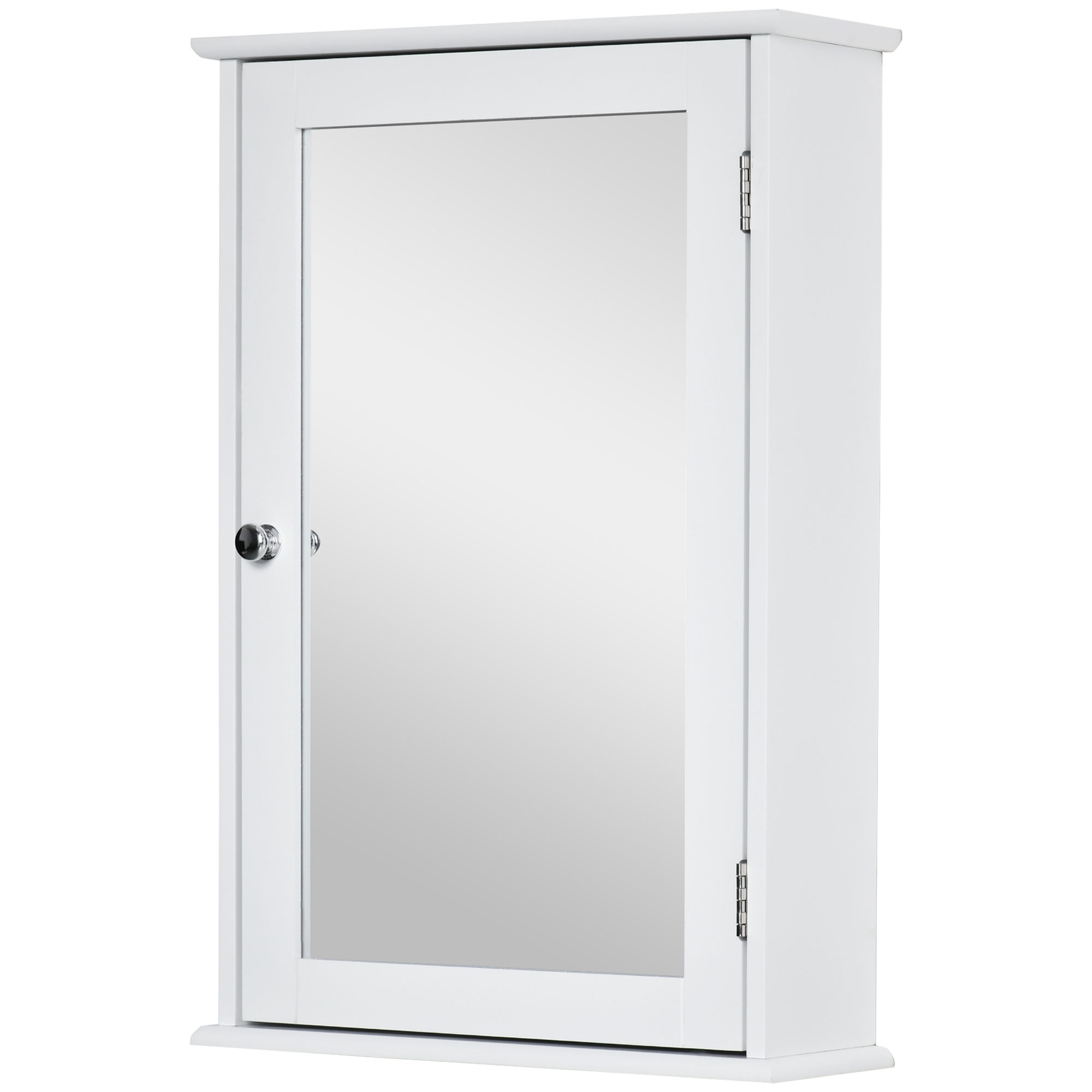 Badezimmer-wandschrank Mit Spiegel – Wc-aufbewahrung – 1 Tür, 2 Einlegeböden – Weißes Glas-mdf