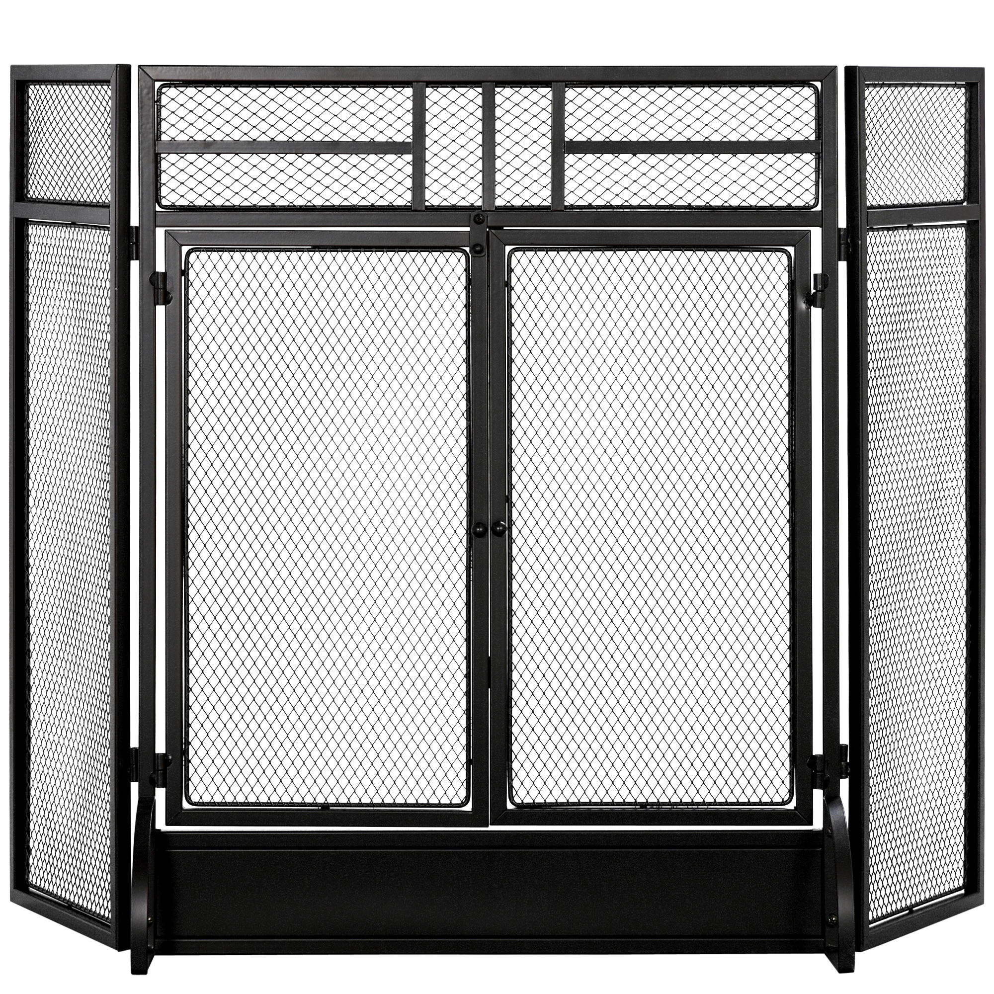 Funkenschutzgitter Für Kamine, 3-teiliges, Faltbares Schutzgitter Mit Tür, Sicherheitsbarriere 120 X 79 Cm