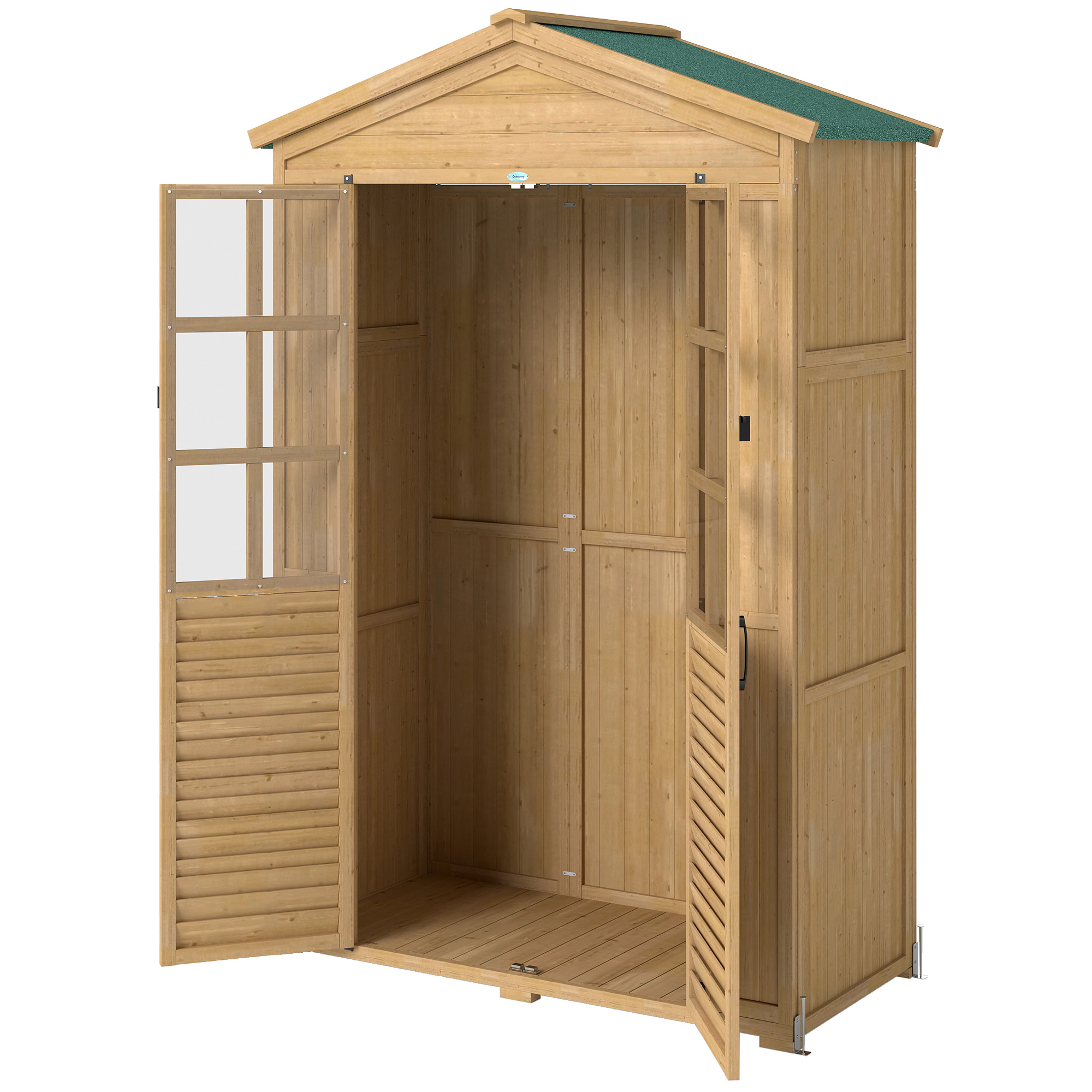 Gartenhaus Mit Geräteschrank, Regalen Und Acrylfenstern, 128 X 57,5 X 197 Cm, Hellbraun