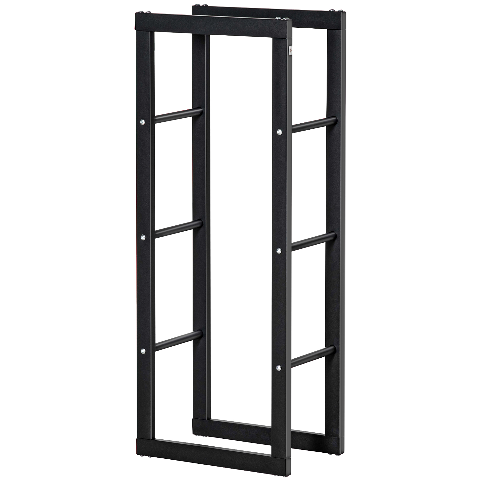 Homcam Schwarzes Metall-holzregal 40x25x100 Cm, Für Den Innen- Und Außenbereich, Tragkraft: 100 Kg