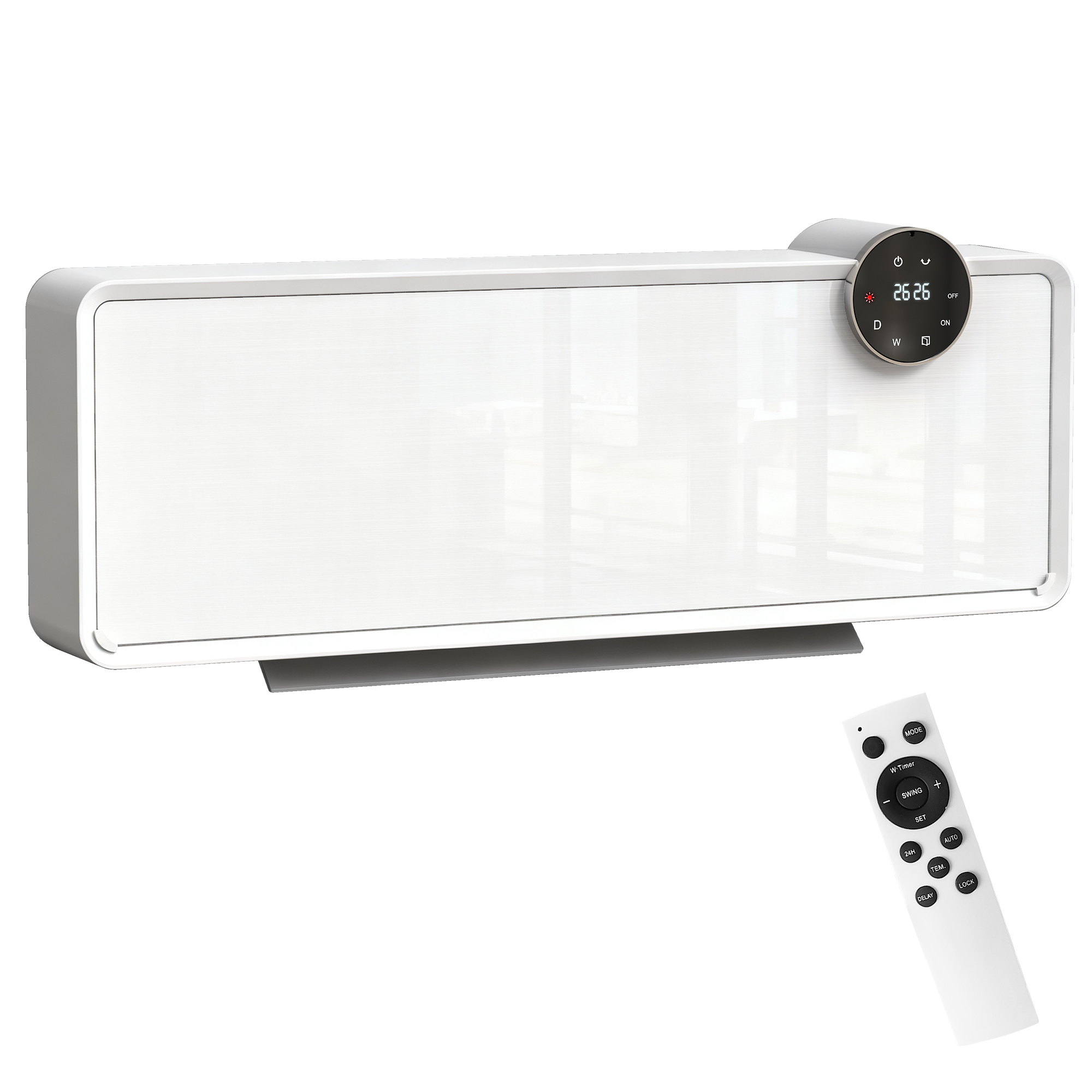 Keramik-wandheizkörper, 1000/2000 W, Elektrischer Heizlüfter Mit Thermostat Und Zeitschaltuhr, 54 X 18,7 X 12,3 Cm, Weiß